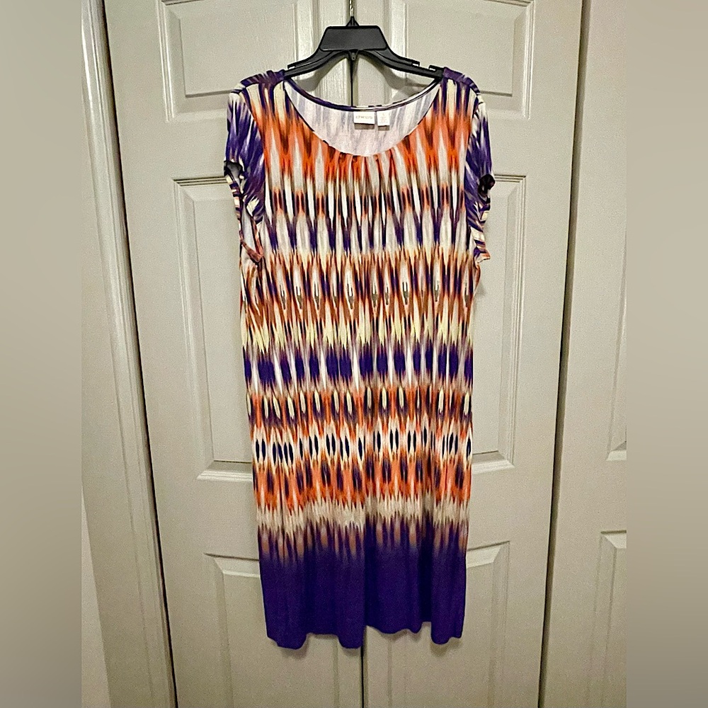 Chicos Colorful Geometric Cap Sleeve Dress